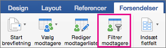 Klik for at filtrere brevfletningsliste