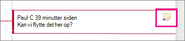 Ikonet Svar på kommentar er fremhævet