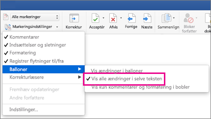 Vis alle Revisioner online er fremhævet