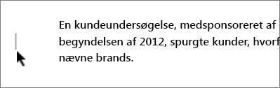 Markering er fremhævet nær margenen