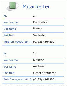 Mitarbeiterbericht mit gestapeltem Layout