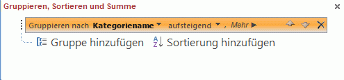 Gruppierungsoptionen