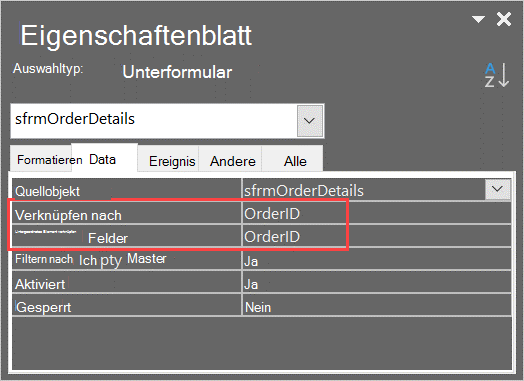 Die Master-Child-Eigenschaften