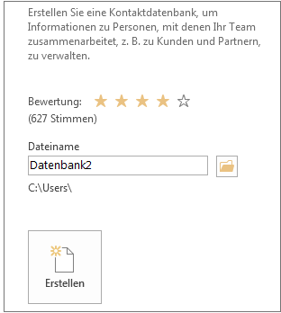 Erstellen einer Access-Desktopdatenbank aus einer Vorlage