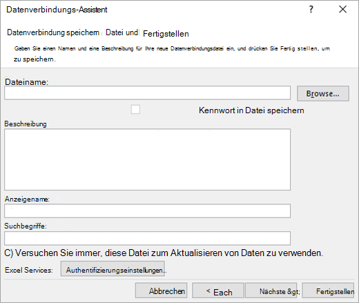 Bildschirm 3 des Datenverbindungs-Assistenten