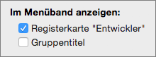 Excel für Mac-Registerkarte 