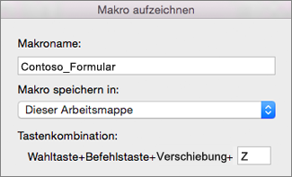 Excel für Mac-Formular 