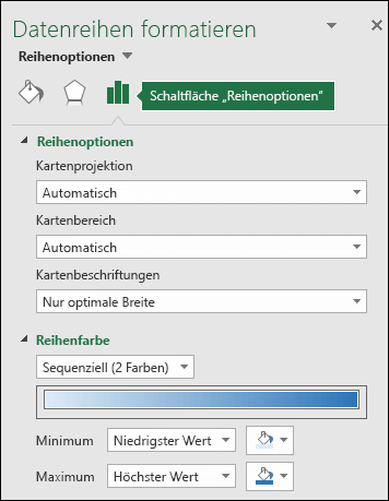 Excel-Kartendiagramm, Aufgabenbereich 