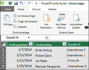 Power Pivot Table-Ansicht