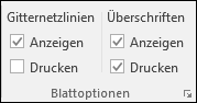 Seitenlayout > Blattoptionen > Überschriften drucken