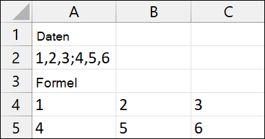 Excel TextSplit-Beispiel 2