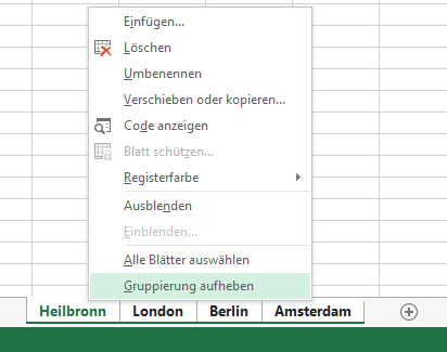 Im Kontextmenü wurde 
