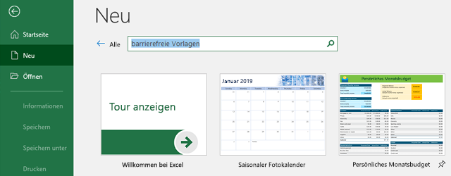 Neue Registerkarte des Menüs 