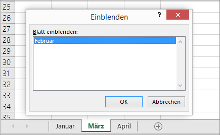 Blatt einblenden