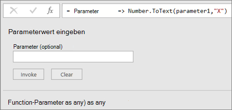 Aufrufen der benutzerdefinierten Funktion MyHex