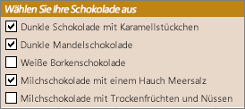 Beispiel für Kontrollkästchen