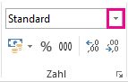 Feld 'Zahlenformat' auf der Registerkarte 'Start'