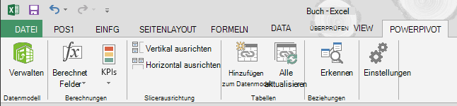 Registerkarte POWER PIVOT im Menüband