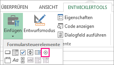 Das Optionsfeld-Steuerelement auf dem Menüband