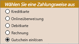 Beispiel für Steuerelemente für Optionsfelder