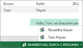Mehrere Autoren in Excel Web App