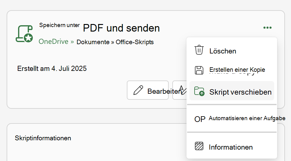 Verschieben eines Office-Skripts