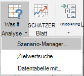 Einstieg in den Szenario-Manager von Data > Forecast ? What-If Analyse