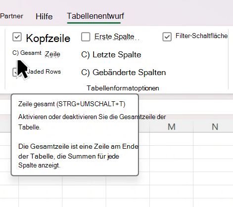 Cursor mit dem Mauszeiger über das Kontrollkästchen 
