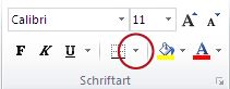 Schaltfläche 'Rahmen' in der Gruppe 'Schriftart'