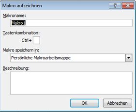 Dialogfeld 'Makro aufzeichnen'
