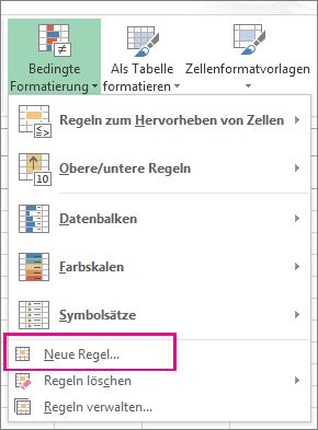 Schaltfläche 'Bedingte Formatierung' auf der Registerkarte 'Start'