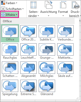Designeffekte auf der Registerkarte 'Seitenlayout'