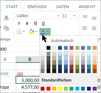 Auswählen einer anderen Textfarbe