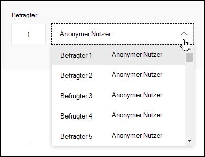 Anzeigen einer Dropdownliste der Befragten in Microsoft Forms