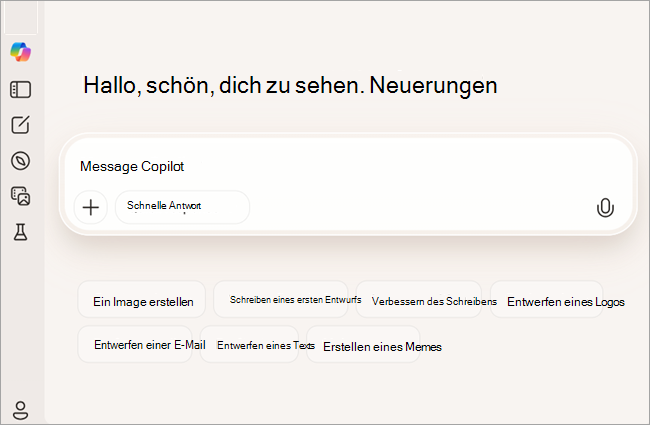 Screenshot der kostenlosen Version von Copilot für nicht angemeldete Benutzer