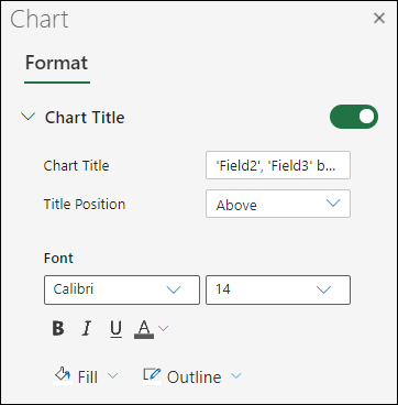 Diagrammtiteloptionen für Excel im Web