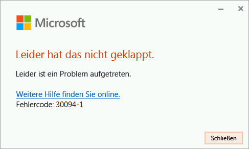 Fehlercode 30094-4 bei der Installation von Office