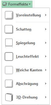 Das Menü 'Formeffekte'