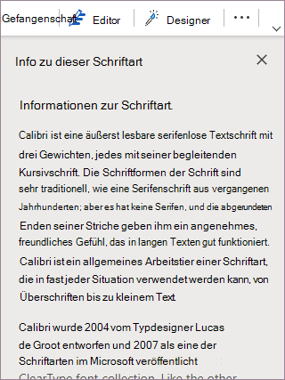 Info zu dieser Schriftart