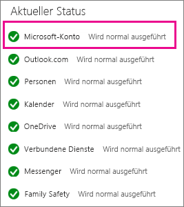 Status des Microsoft-Kontodienstes