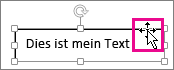 Cursor auf dem Rahmen eines Textfelds, der sich in einen Pfeil mit vier Spitzen geändert hat