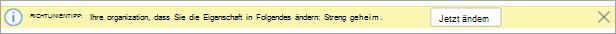 Screenshot eines Richtlinientipps für eine empfohlene Vertraulichkeitsbezeichnung.