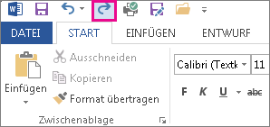 Der Befehl 'Wiederherstellen' auf der Symbolleiste für den Schnellzugriff
