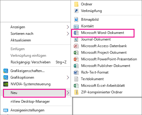 Wählen Sie auf dem Desktop die Option 