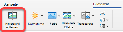 Die Option Bild entfernen befindet sich in Office-Apps auf der Registerkarte Bildformat.