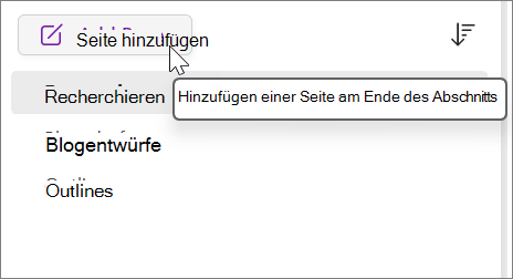 Wählen Sie diese Option aus, um eine Seite am Ende des Abschnitts hinzuzufügen.