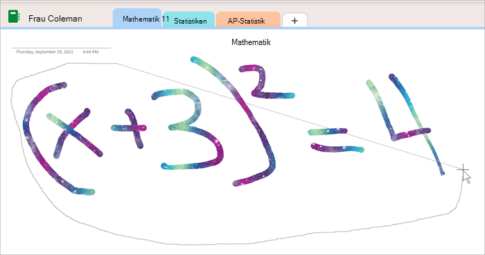 Screenshot: Verwendung des Lassoauswahltools zum Kreis einer handschriftlichen Gleichung