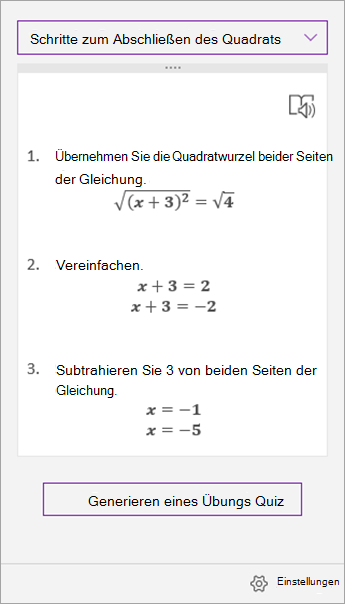 Lösungsschritte im Aufgabenbereich 