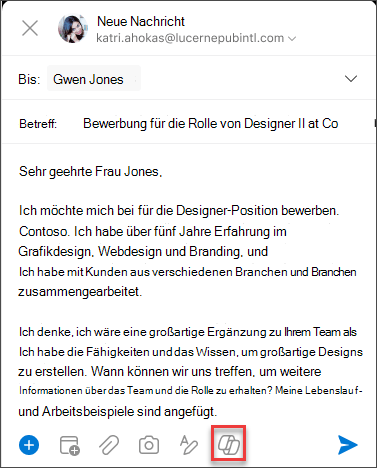 Copilot-Symbol im Erstellungsmenü für iOS