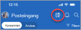 Zeigt das Symbol links neben der Benachrichtigungsglocke an, das Ihnen E-Mails mit hoher Priorität oder E-Mails anzeigt, die eine Antwort benötigen.